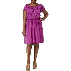 NY Collection Plus Size Off-The-Shoulder Dress in Rose Violet, Size 1X